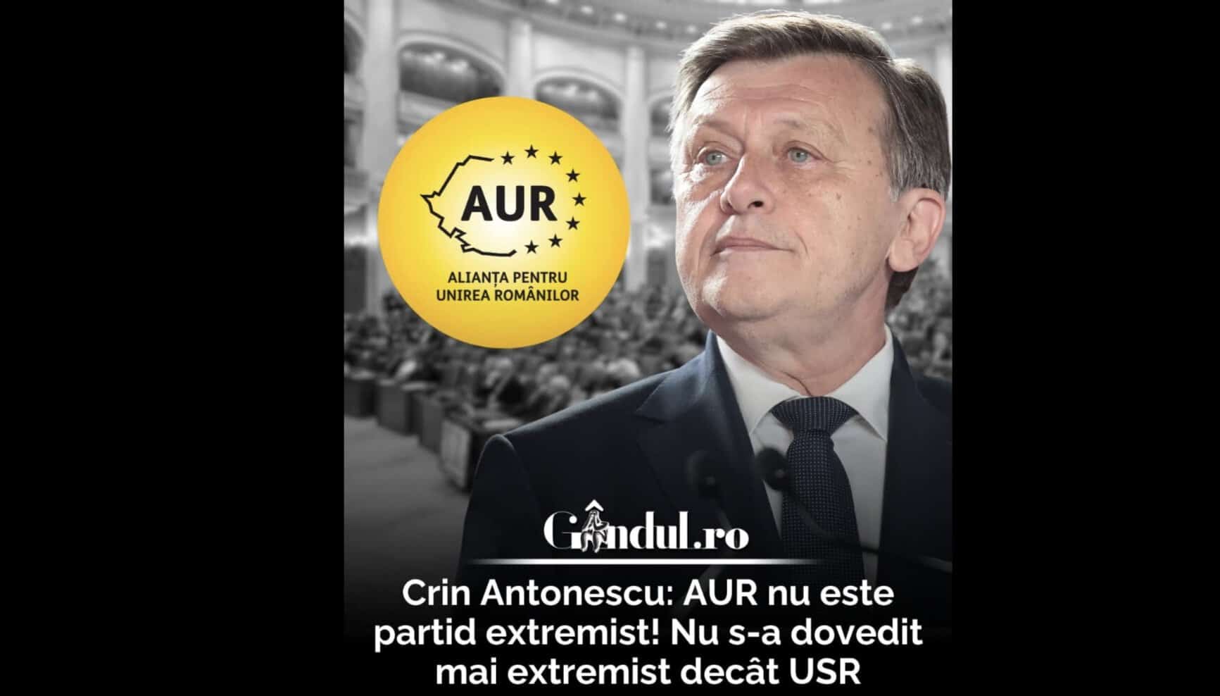Crin Antonescu: AUR nu este partid extremist! Nu s-a dovedit mai extremist decât USR