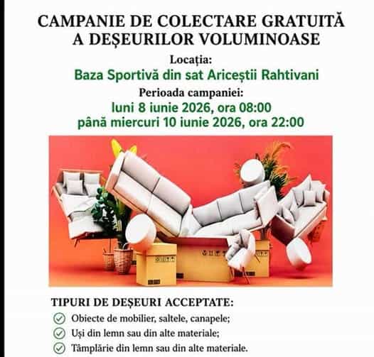 Primăria Ariceștii Rahtivani: ANUNȚ – Colectare deșeuri voluminoase