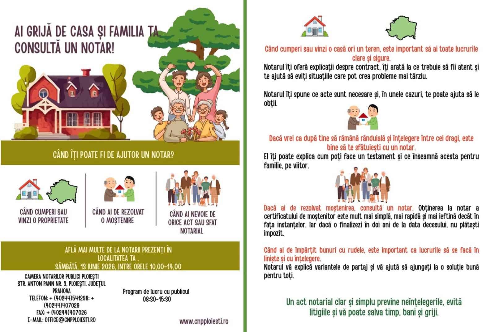 Primăria Blejoi: Consultații notariale gratuite pentru locuitorii comunei Blejoi