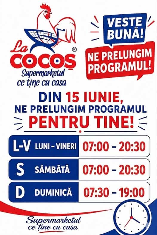 Program nou la Supermarket La Cocoș 2! Program nou la Supermarket La Cocoș 2!