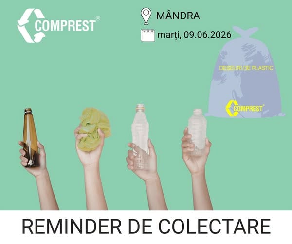 Comprest: Reminder de colectare Mândra, fracția de plastic – marți, 09.06.2026