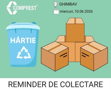 Comprest: Reminder de colectare Ghimbav, fracția de hârtie – miercuri, 10.06.2026 Comprest: Reminder de colectare Ghimbav, fracția de hârtie – miercuri, 10.06.2026
