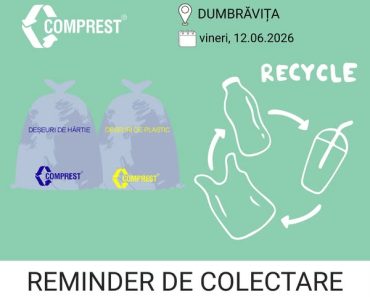 Comprest: Reminder de colectare Dumbrăvița, fracția de hârtie/carton și fracția de plastic/metal – vineri, 12.06.2026 Comprest: Reminder de colectare Dumbrăvița, fracția de hârtie/carton și fracția de plastic/metal – vineri, 12.06.2026