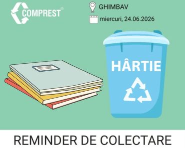 Comprest: Reminder de colectare Ghimbav, fracția de hârtie – miercuri, 24.06.2026