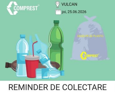 Comprest: Reminder de colectare Vulcan, fracția de plastic – joi, 25.06.2026