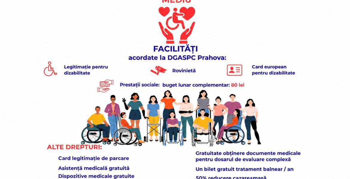 Anunț DGASPC Prahova: Ce drepturi au persoanele încadrate în grad de handicap mediu