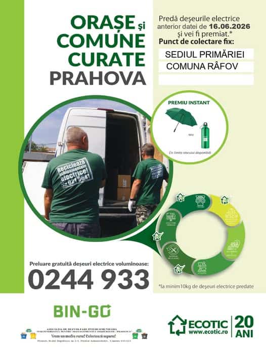 Primăria Râfov: Campanie de colectare deșeuri electrice si electronice!