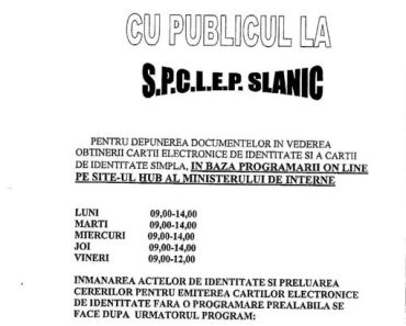 Primăria Aluniș: Program de lucru cu publicul la S.P.C.L.E.P. Slănic