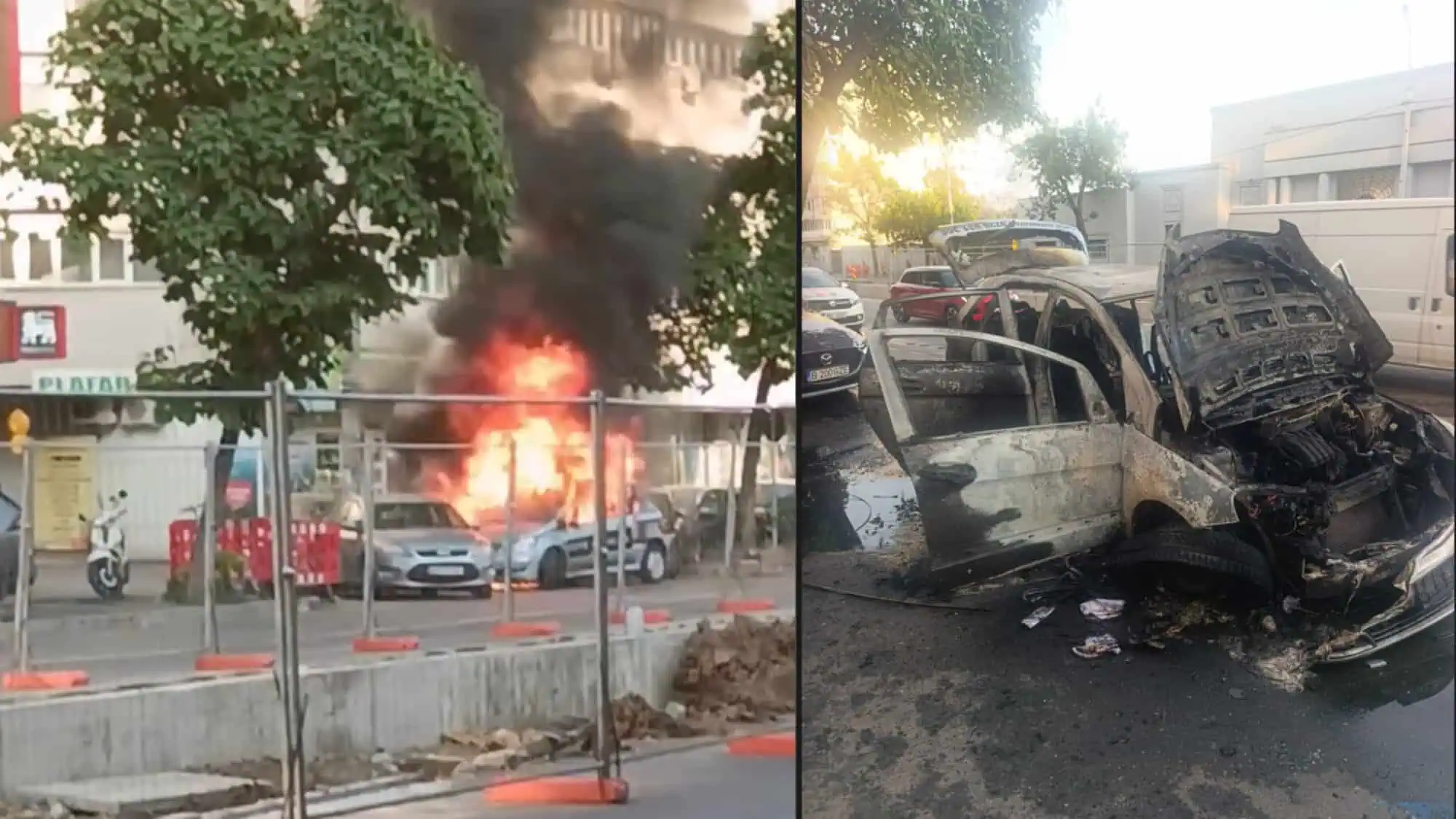 VIDEO. Un autoturism Mercedes a luat foc pe Bulevardul Ion Mihalache din București. A cui e mașina și de unde a pornit incendiul?