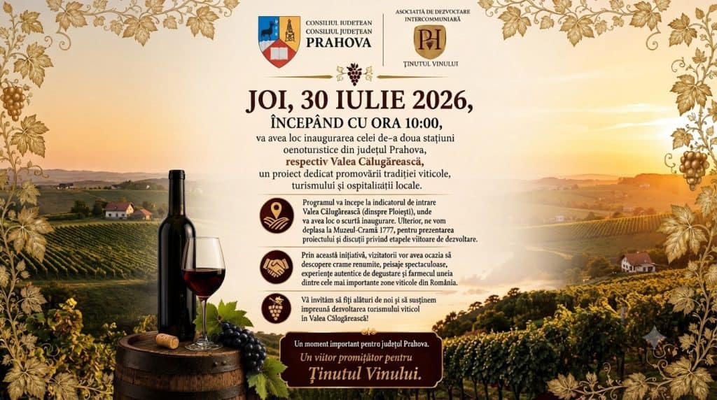 Consiliul Județean Prahova transformă Valea Călugărească într-un nou pol al turismului viticol