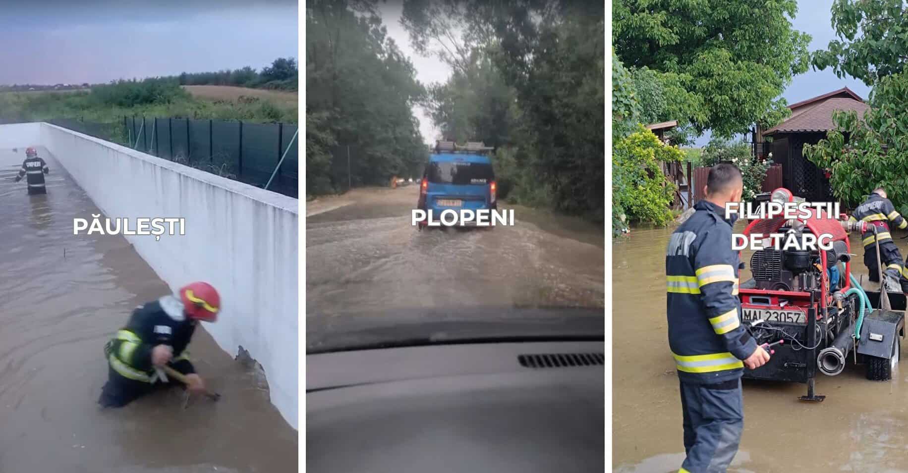VIDEO: Inundații în Prahova. Raport: Situația zonelor afectate