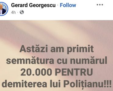 Ploieșteanul Gerard Georgescu anunță că a strâns 20.000 de semnături pentru demiterea primarului Mihai Polițeanu Ploieșteanul Gerard Georgescu anunță că a strâns 20.000 de semnături pentru demiterea primarului Mihai Polițeanu