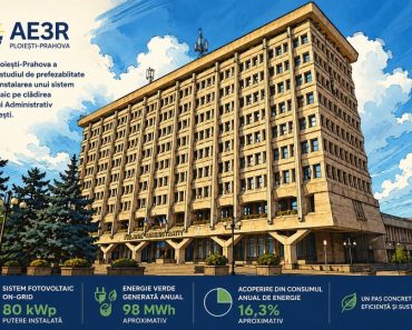 AE3R Ploiești – Prahova a realizat studiul de prefezabilitate pentru instalarea unui sistem fotovoltaic pe clădirea Palatului Administrativ din Ploiești