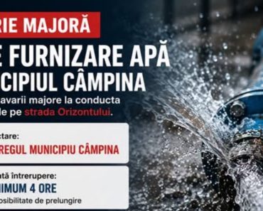 Avarie majoră la Câmpina! Hidro Prahova a anunțat oprirea apei în tot municipiul Avarie majoră la Câmpina! Hidro Prahova a anunțat oprirea apei în tot municipiul