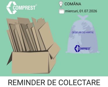 Comprest: Reminder de colectare Comana, fracția de hârtie – miercuri, 01.07.2026