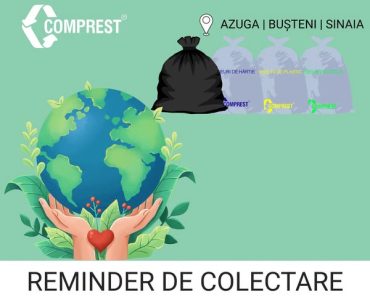 Comprest: În perioada 21-23 IULIE 2026, în zona 1 BUȘTENI – Azuga, Bușteni, Sinaia – urmează a fi colectate deșeurile Comprest: În perioada 21-23 IULIE 2026, în zona 1 BUȘTENI – Azuga, Bușteni, Sinaia – urmează a fi colectate deșeurile