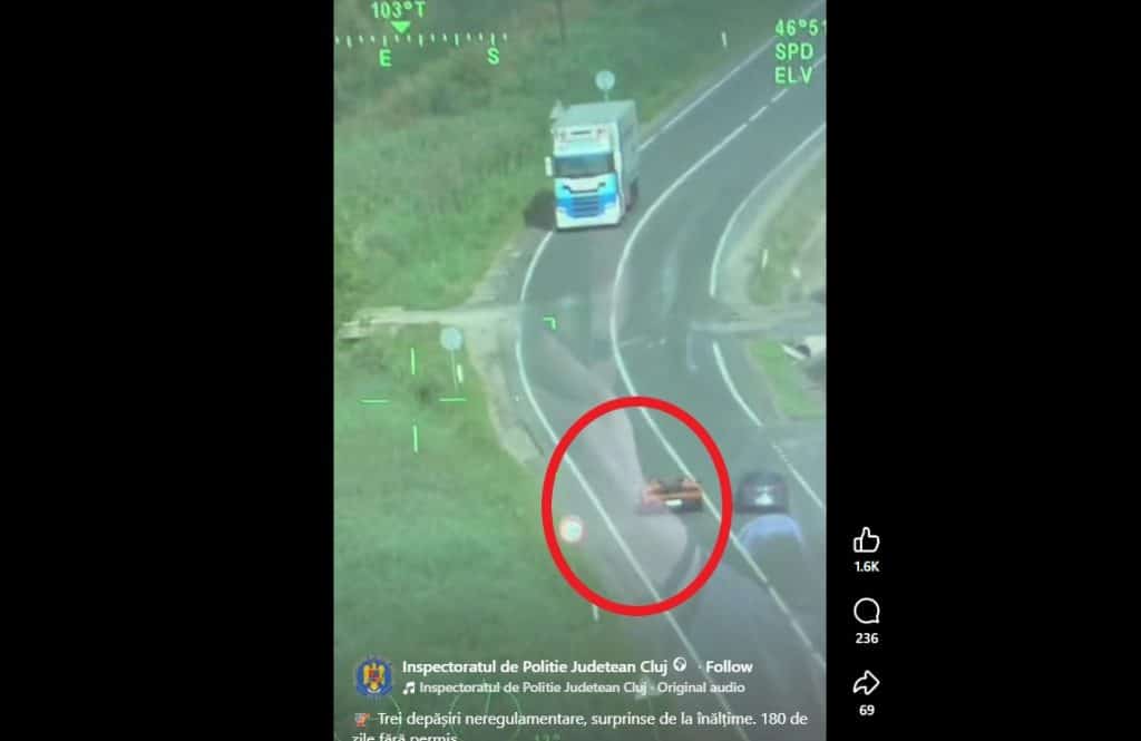 VIDEO: Șofer de Lamborghini lăsat 6 luni fără permis. Cum conducea pe DN 1. A fost filmat din elicopter