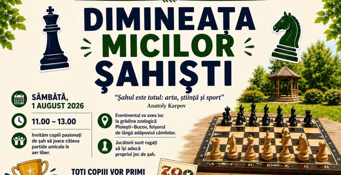 Super eveniment pentru copii, în Parcul Bucov. Cei mici sunt așteptați la concursuri amicale de șah
