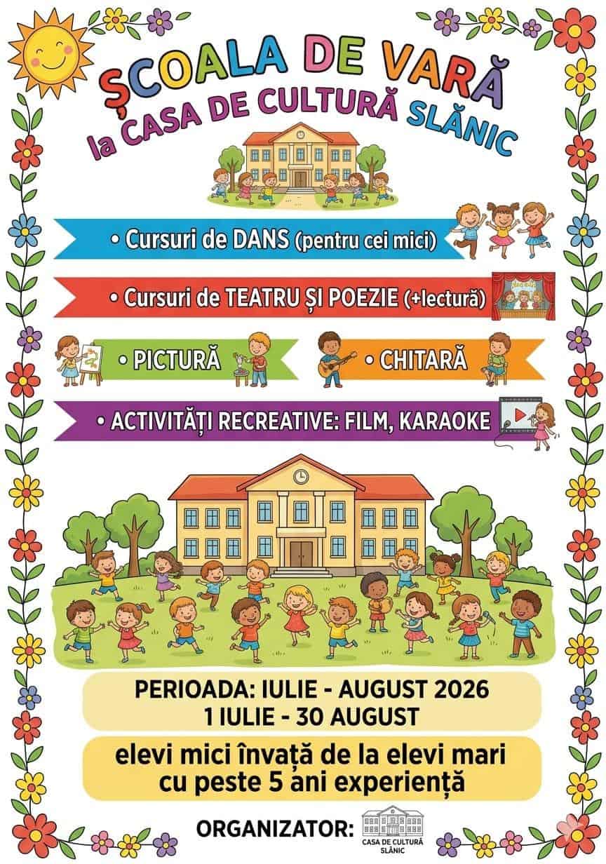 Slanic: ”Școala de Vară”- proiect educativ și recreativ dedicat copiilor și adolescenților