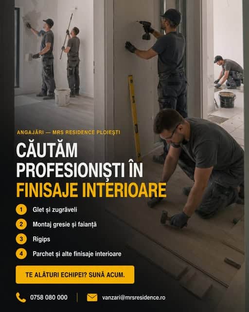 MRS Residence: Căutăm specialiști în finisaje interioare pentru proiectele MRS Residence din Ploiești MRS Residence: Căutăm specialiști în finisaje interioare pentru proiectele MRS Residence din Ploiești