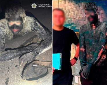 S-a acoperit cu smoală din cap până în picioare ca să nu fie prins și a jefuit un magazin. Ce a pățit un hoț din Kiev