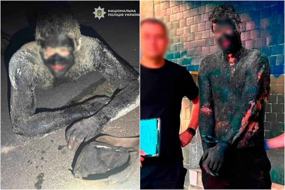 S-a acoperit cu smoală din cap până în picioare ca să nu fie prins și a jefuit un magazin. Ce a pățit un hoț din Kiev