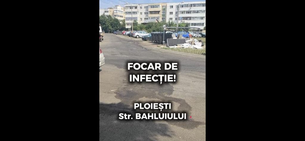 Focar de infecție pe strada Bahluiului! Zeamă de gunoi, întinsă pe toata strada și luată pe roțile mașinilor. Mirosul te omoară!