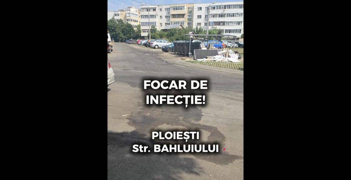 Focar de infecție pe strada Bahluiului! Zeamă de gunoi, întinsă pe toata strada și luată pe roțile mașinilor. Mirosul te omoară!