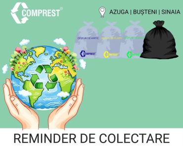 Comprest: În perioada 18-20 AUGUST 2026, în zona 1 BUȘTENI – Azuga, Bușteni, Sinaia – urmează a fi colectate deșeurile