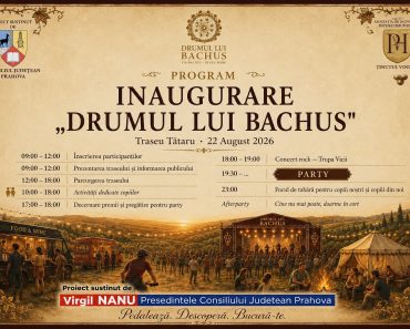„Drumul lui Bachus” prinde contur: CJ Prahova a publicat programul complet al evenimentului de la Tătaru „Drumul lui Bachus” prinde contur: CJ Prahova a publicat programul complet al evenimentului de la Tătaru