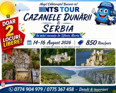 NTS TOUR: Cazanele Dunării și Serbia Pitorească, doar două locuri disponibile NTS TOUR: Cazanele Dunării și Serbia Pitorească, doar două locuri disponibile