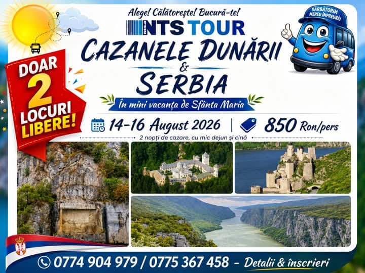 NTS TOUR: Cazanele Dunării și Serbia Pitorească, doar două locuri disponibile