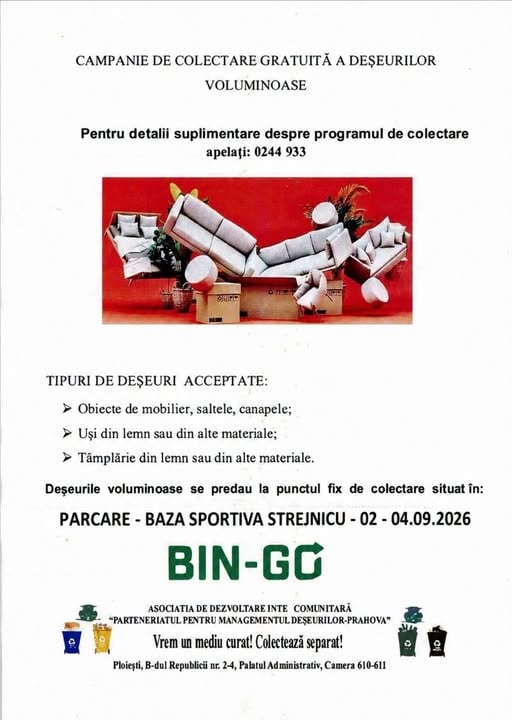 Primăria Târgșoru Vechi: Informare privind colectarea deșeurilor voluminoase Primăria Târgșoru Vechi: Informare privind colectarea deșeurilor voluminoase