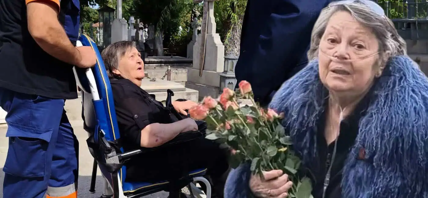 Sora Ancăi Pandrea, adusă cu ambulanța și în scaun cu rotile la înmormântarea actriței. Imagini dureroase de pe ultimul drum