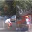 Imagini care îți taie respirația! Un copil de nici 2 ani, singur în mijlocul traficului din București. Un motociclist a intervenit
