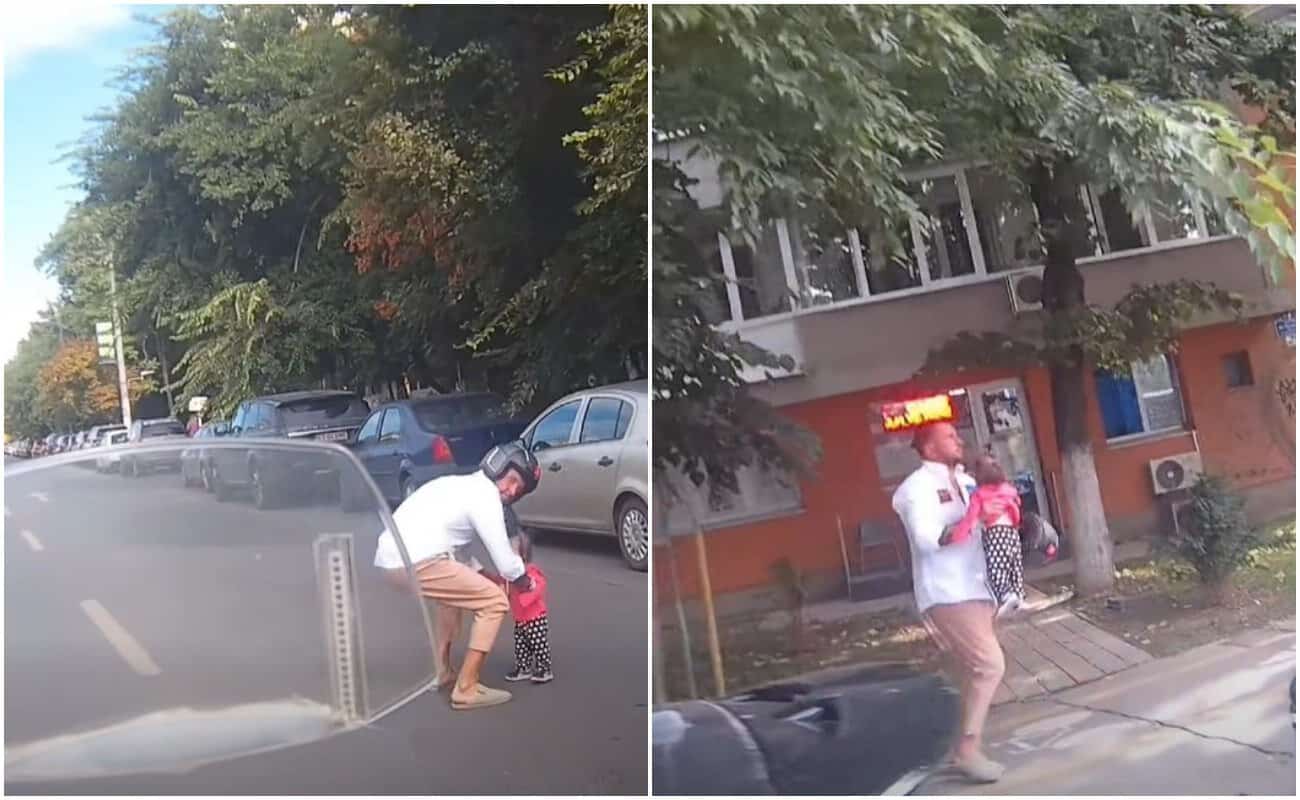 Imagini care îți taie respirația! Un copil de nici 2 ani, singur în mijlocul traficului din București. Un motociclist a intervenit Imagini care îți taie respirația! Un copil de nici 2 ani, singur în mijlocul traficului din București. Un motociclist a intervenit