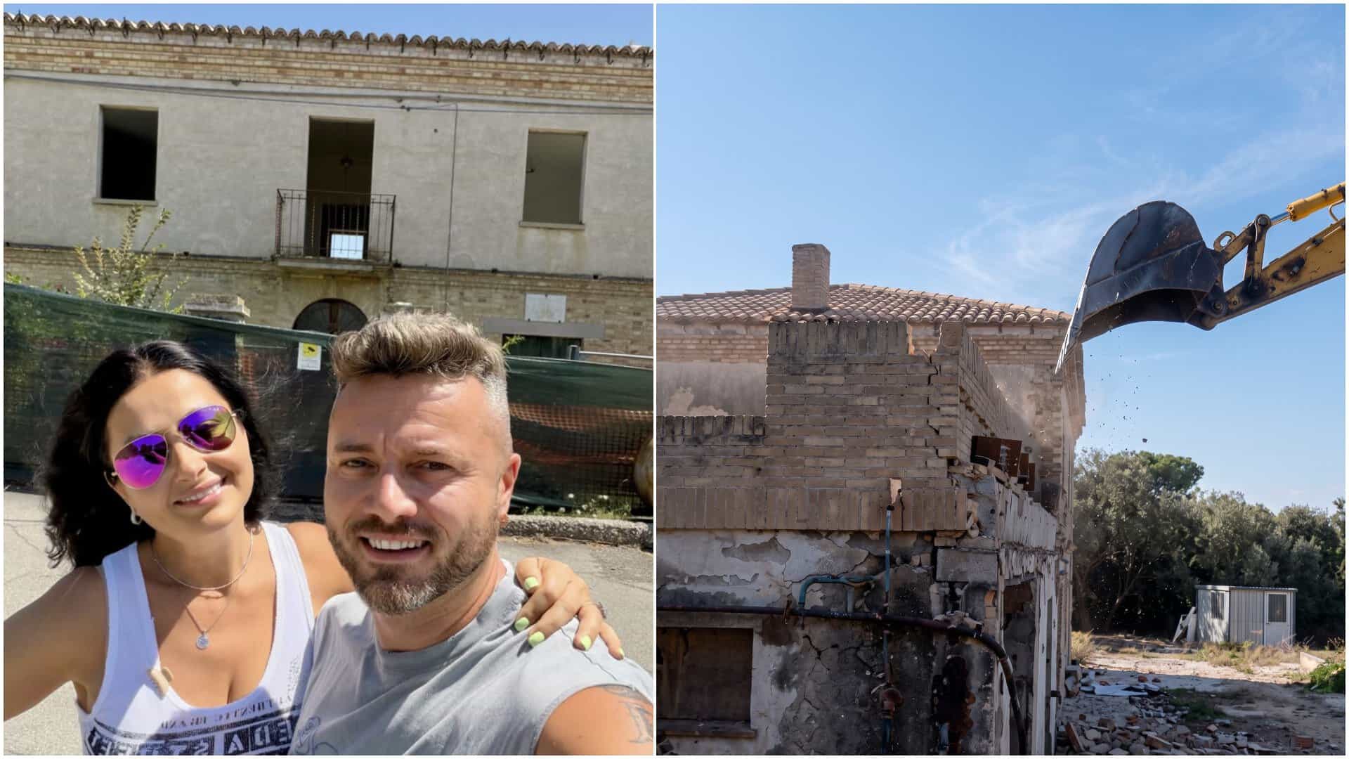 A început demolarea casei lui Tavi Clonda și a Gabrielei Cristea din Italia. „Vă las câteva imagini”
