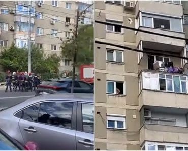 Clipe de panică în București. Un balcon s-a desprins din senin și a căzut peste o mașină