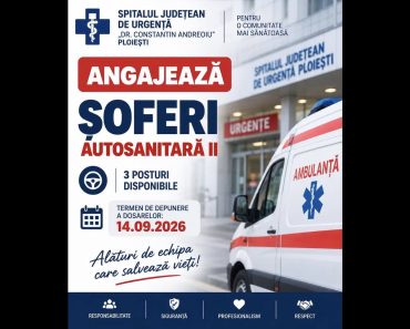 Spitalul Județean din Ploiești ANGAJEAZĂ ȘOFERI. Vezi aici cum te poți înscrie Spitalul Județean din Ploiești ANGAJEAZĂ ȘOFERI. Vezi aici cum te poți înscrie
