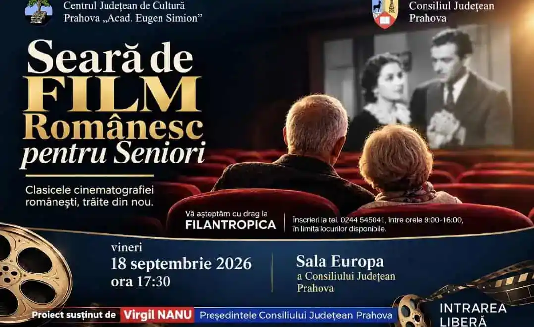 Azi, la ora 17:30, Consiliul Județean Prahova organizează o nouă seară de film românesc pentru seniori: „Filantropica”, la „Casa Albă” din Ploiești