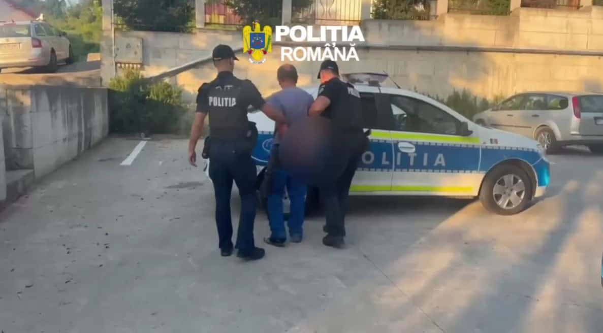 Bărbat din Sângeru beat criță și cu permisul suspendat încătușat de polițiști
