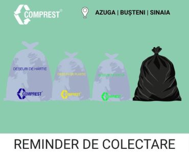 Comprest: Program de colectare deșeuri în Azuga, Bușteni, Sinaia – perioada 22-24 septembrie Comprest: Program de colectare deșeuri în Azuga, Bușteni, Sinaia – perioada 22-24 septembrie