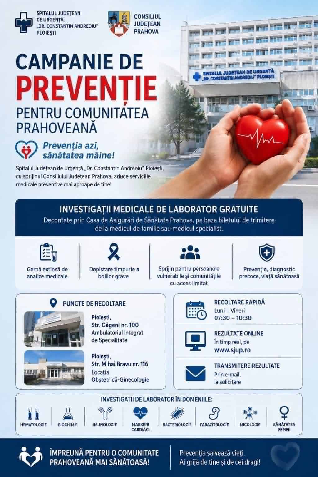 Slanic: Campanie de prevenție și diagnostic precoce, derulată de cea mai mare și importantă unitate sanitară din Prahova
