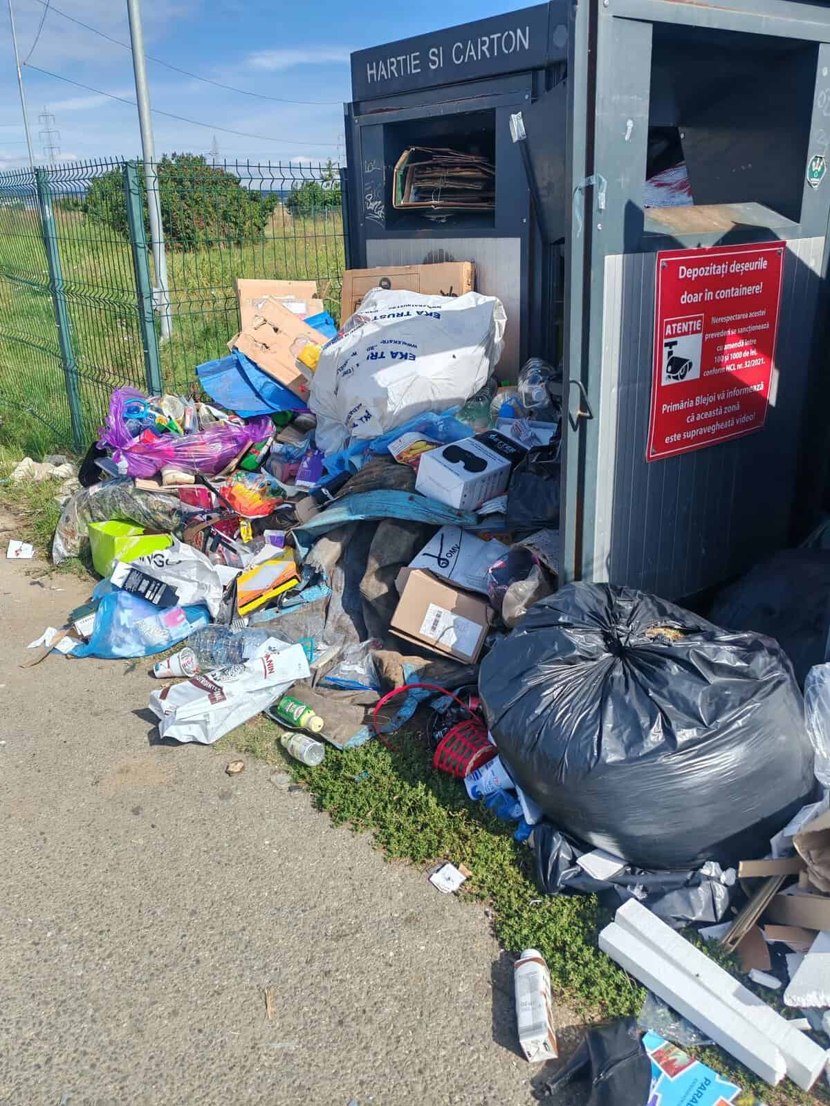 Primăria Blejoi, avertisment privind folosirea insulei ecologice din zona Albert. Cei care aruncă gunoi necorespunzător riscă sancțiuni