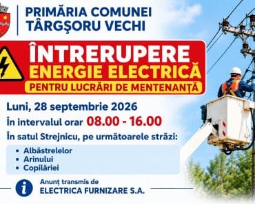 Întrerupere programată a energiei electrice în Strejnicu. Lucrări de mentenanță la rețea
