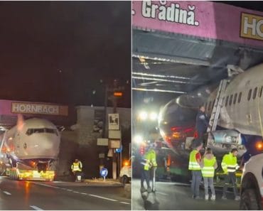 Avion blocat sub un pod pe DN1, lângă București. Imaginile au devenit virale. „Doar în România se angajează șoferi și ingineri precum Dorel”