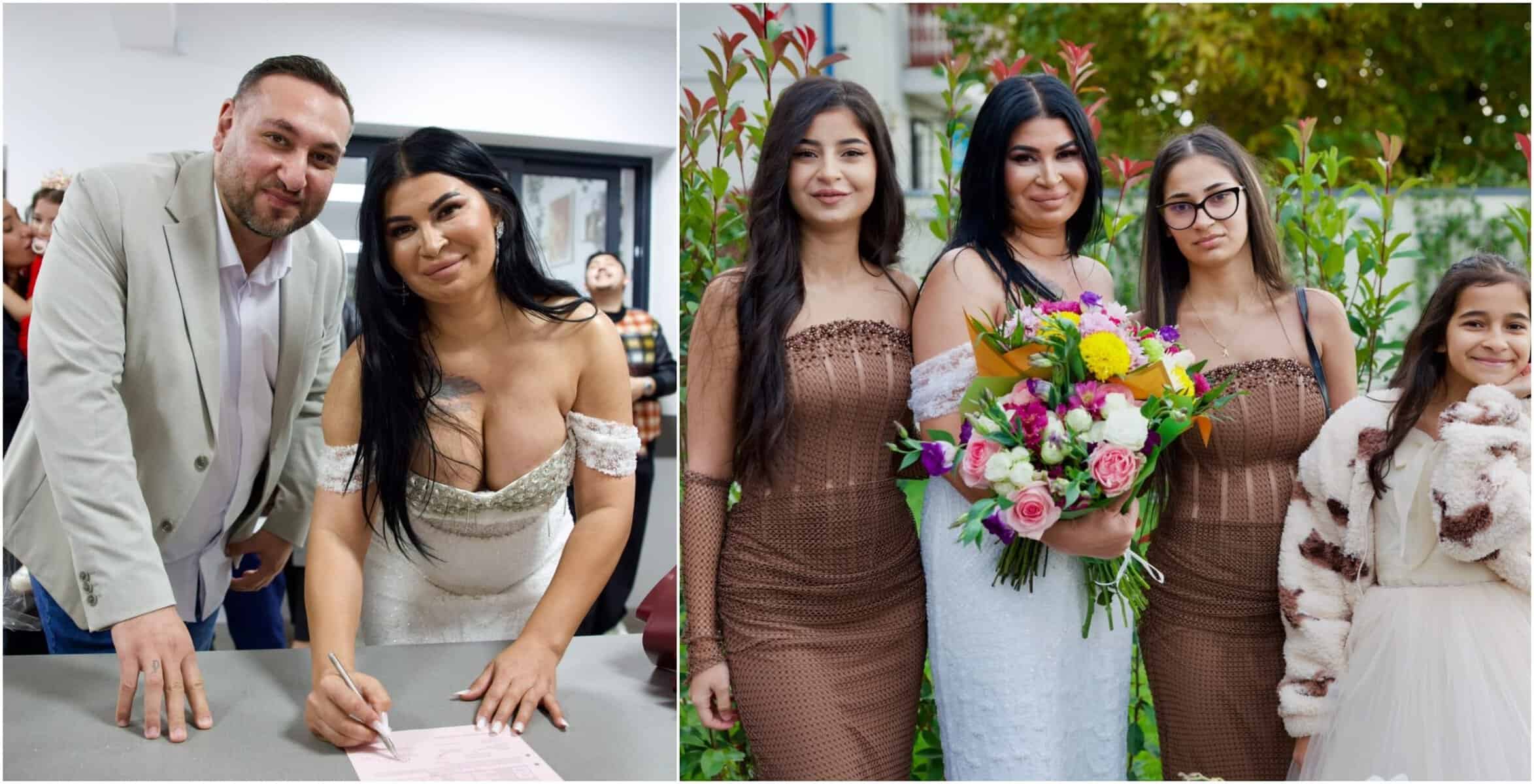 Primele imagini de la cununia Ramonei de la Clejani! Fiica renegată a lui Ioniță de la Clejani s-a măritat într-o rochie de infarct