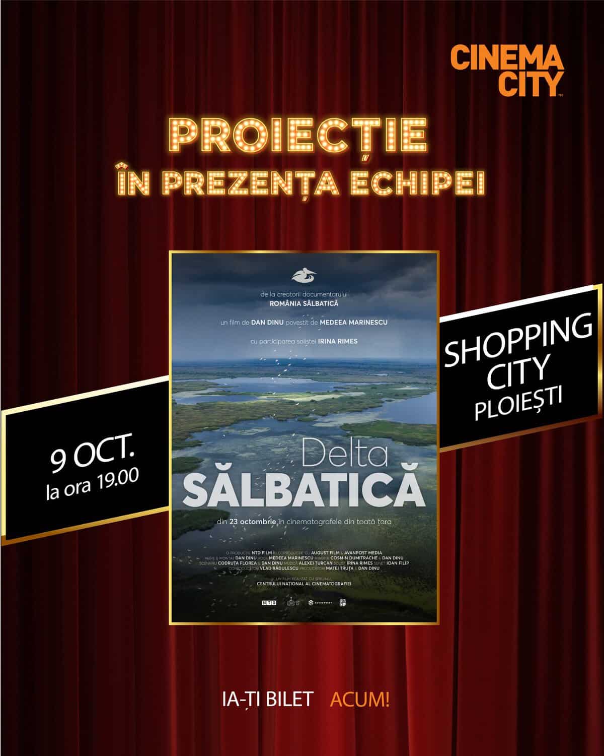 Shopping City Ploiești găzduiește avanpremiera documentarului „Delta Sălbatică” și invită publicul la o întâlnire cu regizorul Dan Dinu și producătorul Matei Truța Shopping City Ploiești găzduiește avanpremiera documentarului „Delta Sălbatică” și invită publicul la o întâlnire cu regizorul Dan Dinu și producătorul Matei Truța