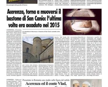 Presa italiană scrie pe larg despre simpozionul „Unde ești tu, Țepeș Doamne?”: Acerenza și contele Vlad, o legătură tot mai strânsă Presa italiană scrie pe larg despre simpozionul „Unde ești tu, Țepeș Doamne?”: Acerenza și contele Vlad, o legătură tot mai strânsă