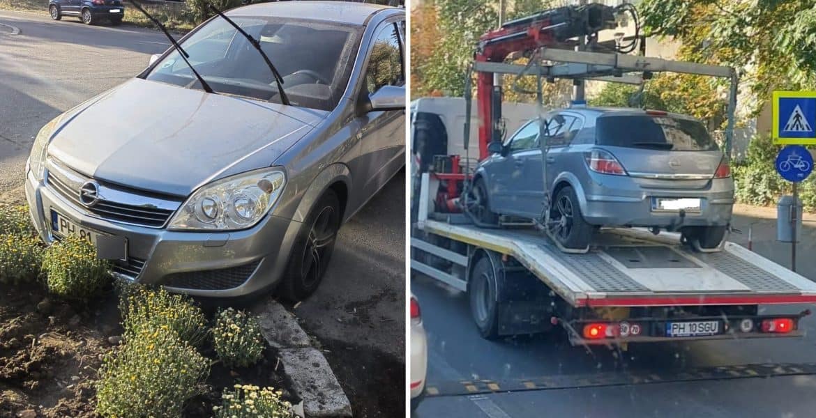 Șofer din Ploiești, taxat cu 661 de lei după ce și-a parcat mașina pe spațiul verde. Mesajul ironic al SGU